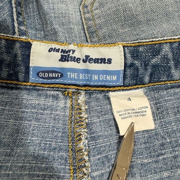 Vintage 90s Jean Shorts Old Navy Drawstring Waist Patch Pocket Light Wash | Sz 4 - Picture 8 of 9
